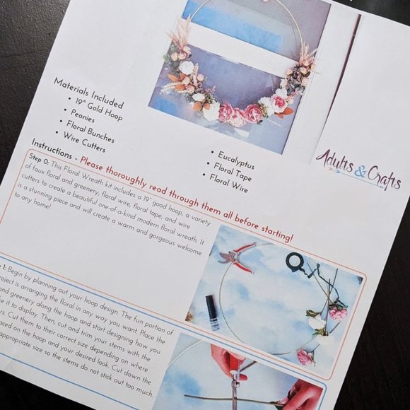 DYI Artificial Floral Hoop Wreath Kit, Peonies & Eucalyptus - Picture 4 of 5